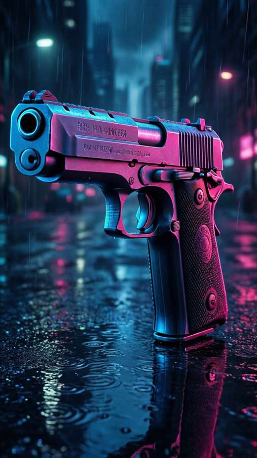 Cyberpunk M1911 with neon lights. — 1911 Picture