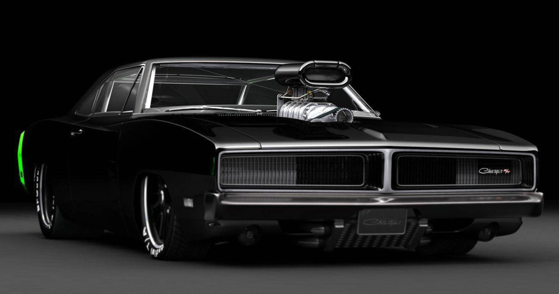 ThexPlorer: Full view of a black 1968 dodge charger car