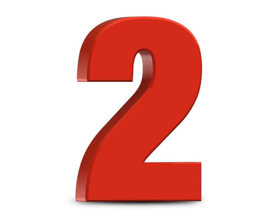 A red 3d number two on a white background — 2 Background