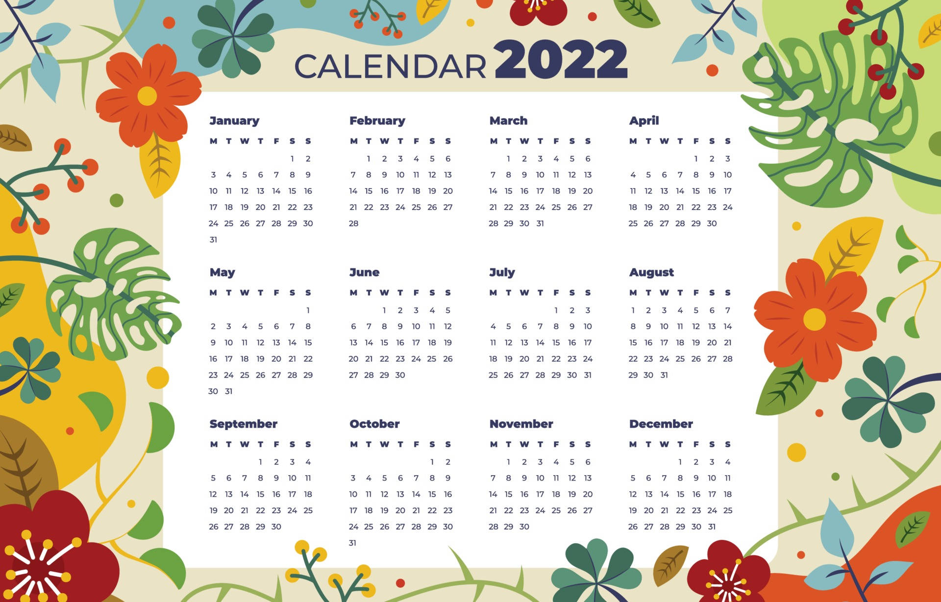 2022 Kalender Bakgrunnsbildet