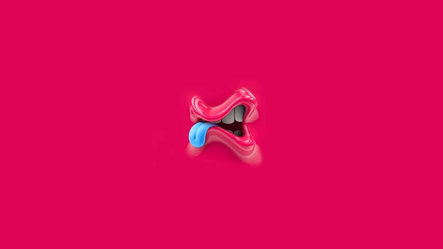 A cartoonish 3d mouth with blue tongue sticking out on a pink background. — 3d Android Phone Wallpaper