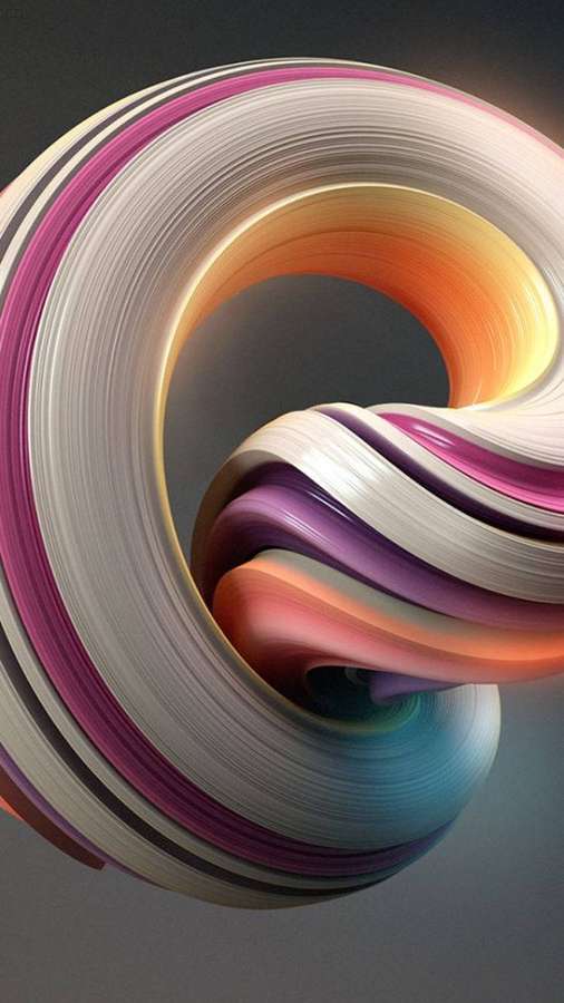 Vibrant swirling abstract digital art with colorful ribbons against dark gray background. — 3d Phone Wallpaper