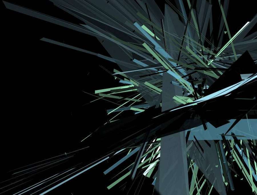 Dynamic abstract composition of angular teal and black shards against a black background. — 4K Abstract Wallpaper