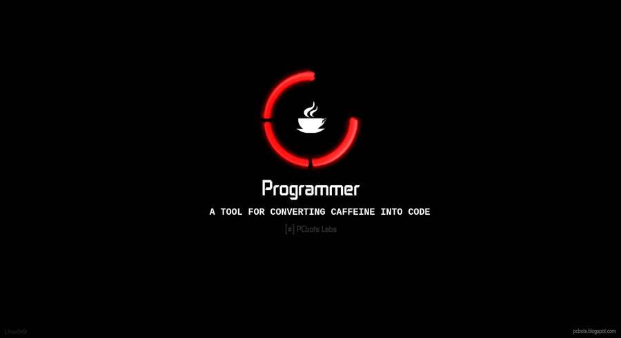 Rød sirkulær fremdriftslinje rundt kaffekoppikon med programmeringstekst. — 4K Programming Bakgrunner