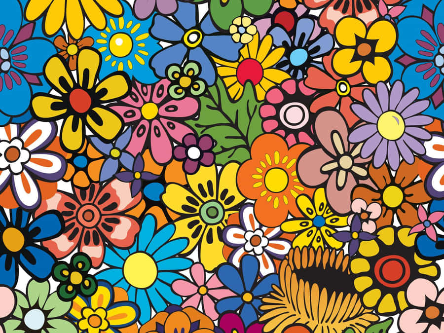 70er Jahre Floral Wallpaper