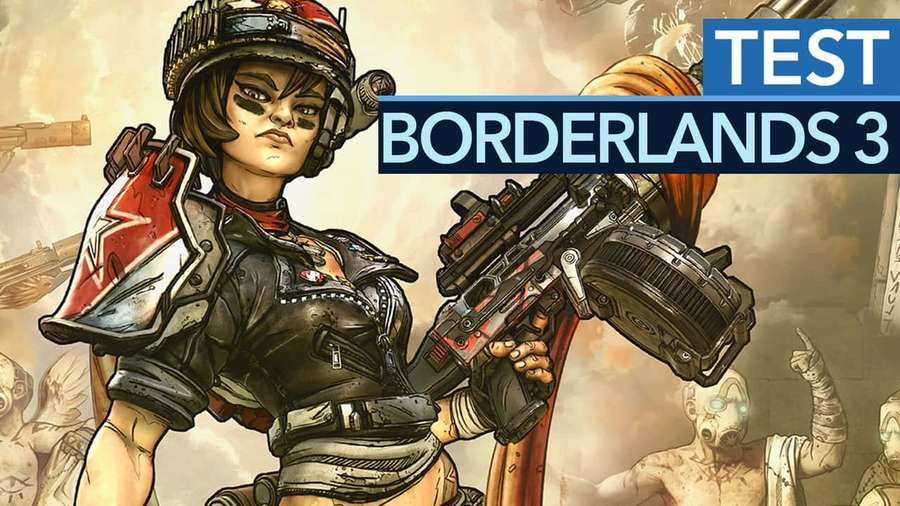 Female soldier in armor holding a large gun in a warzone with masked enemies. — 720p Borderlands 3 Background
