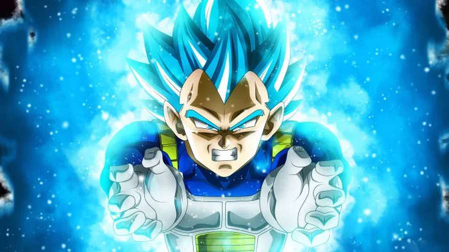 Anime character with blue hair and glowing aura in space — 8K 3d Anime Wallpaper