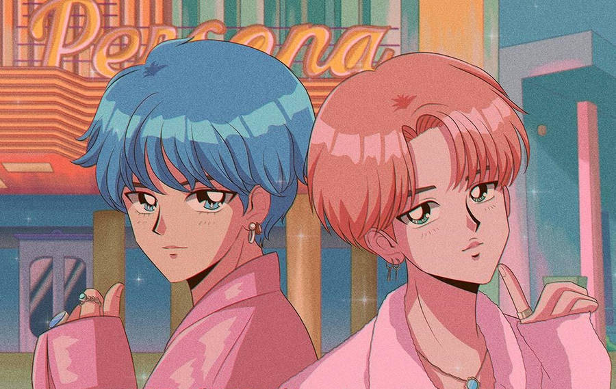 90'erne Anime Æstetisk Desktop Wallpaper