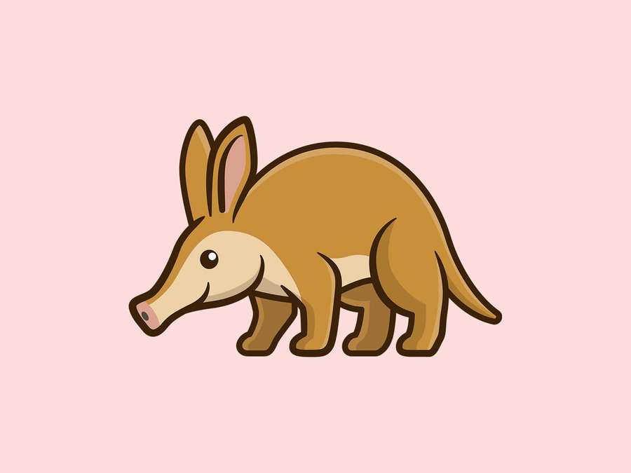 A cartoon armadillo with brown fur and long ears on a pink background. — Aardvark Wallpaper