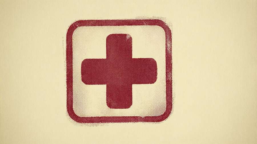 Retro stamp-style plus on beige background. — Add Wallpaper
