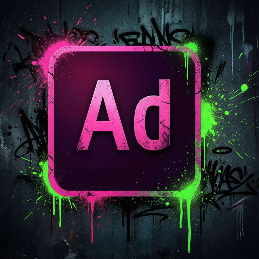 Grunge graffiti style Adobe XD logo with neon accents — Adobe Xd Wallpaper