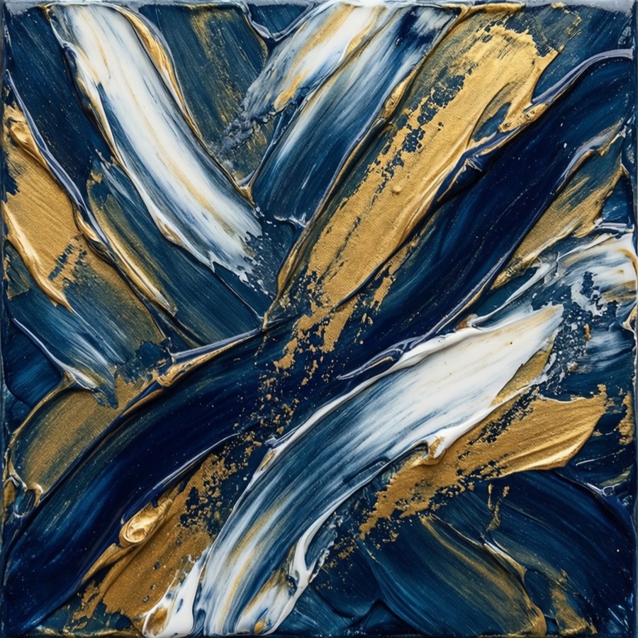 Textured abstract painting wallpaper in navy, gold, white — Ae Wallpaper