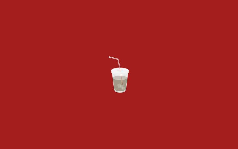 A plastic cup with ice and a red straw on a red background. — Aesthetic Red Pc Background