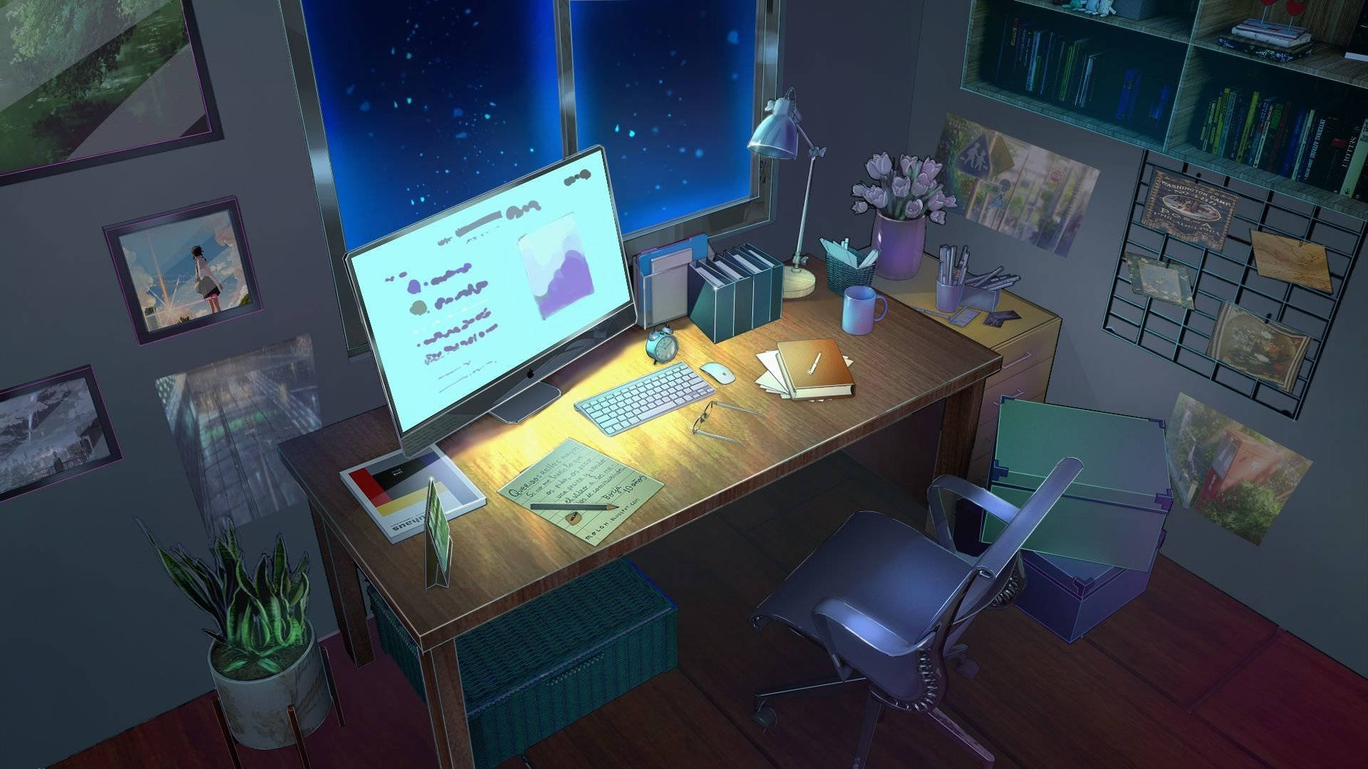 Ästhetischer Anime Desktop Hintergrund