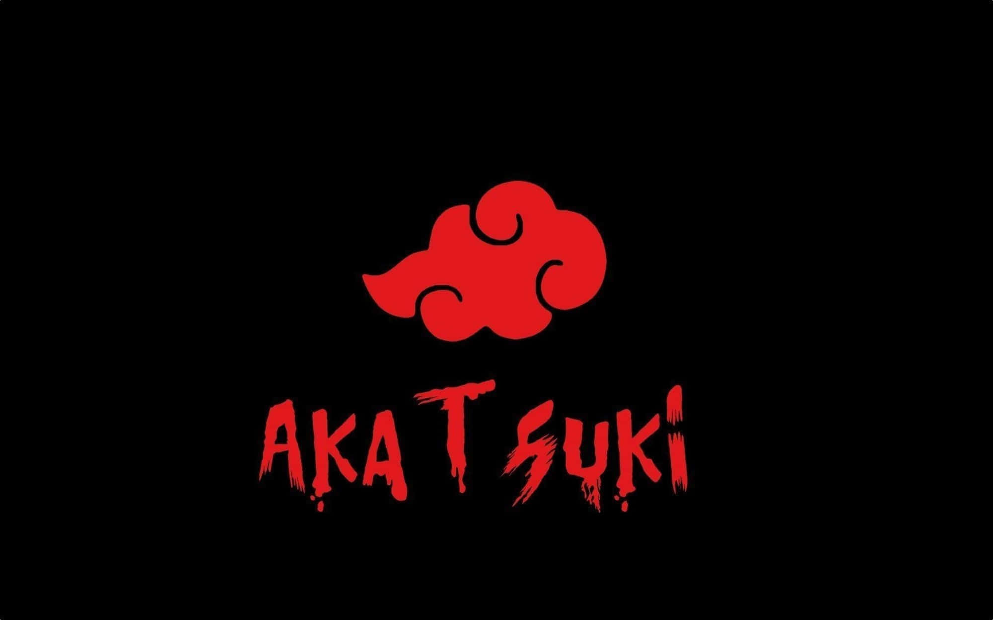 Punainen Akatsuki-symboli ja teksti mustalla taustalla — Akatsuki Logo Taustakuvat