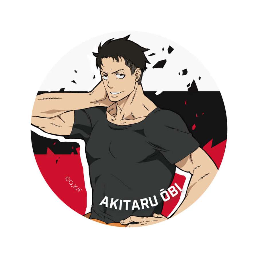 Anime-Charakter Akitaru Obi spannt seine Muskeln mit einem selbstbewussten Lächeln an. — Akitaru Obi Wallpaper