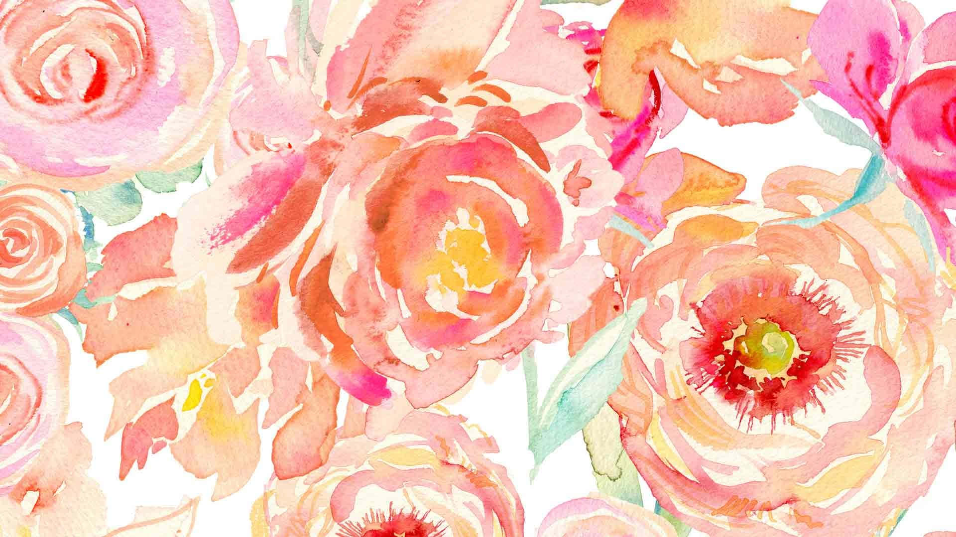 Akvarel Blomster Wallpaper