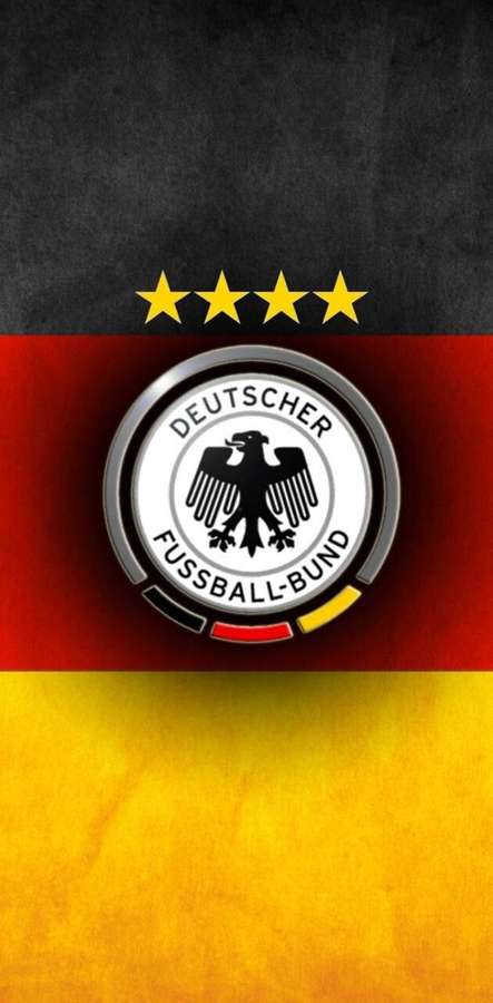 Logotipo del equipo de fútbol alemán con cuatro estrellas en los colores de la bandera nacional. — Alemania Fondos de pantalla