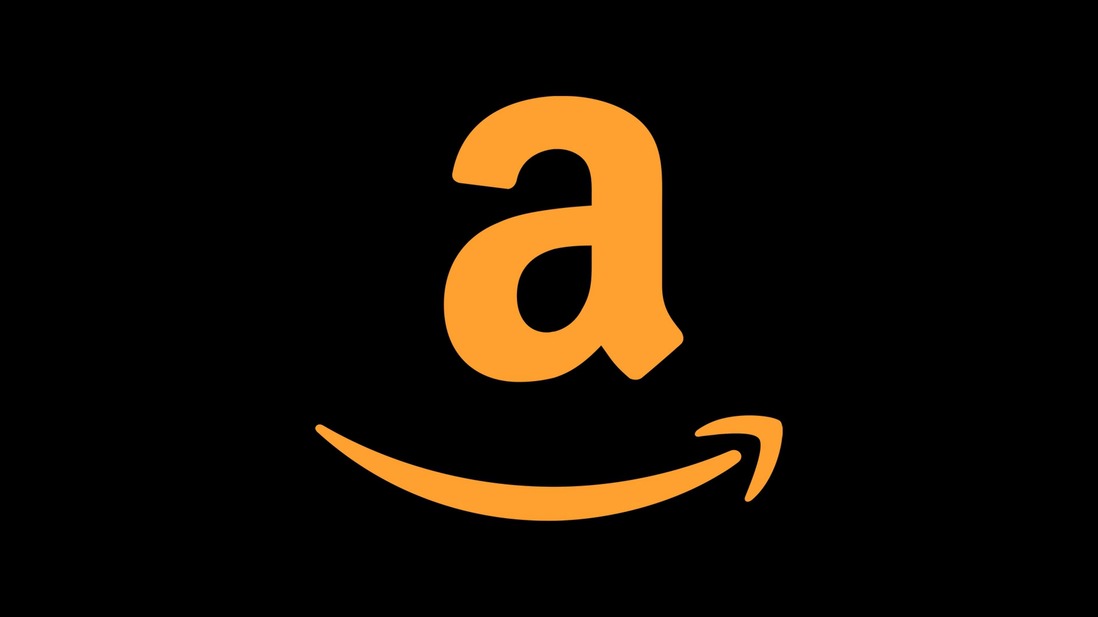 Logotipo da Amazon com seta sorridente laranja em fundo preto — Amazônia Papéis de Parede