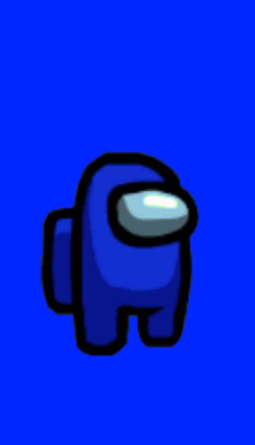 Blue Among Us character with glowing visor on solid blue background — Among US Blue Wallpaper