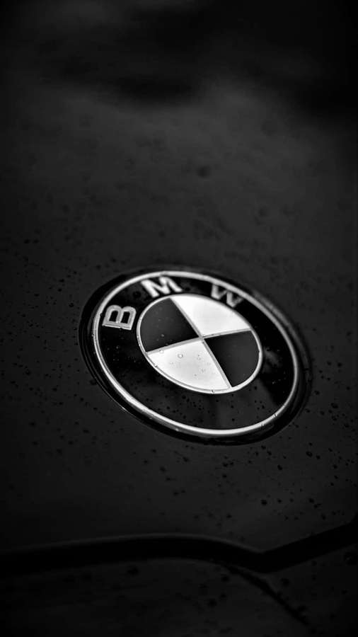 BMW-Logo auf nasser Motorhaube mit Regentropfen — Android Bmw Hintergrundbild