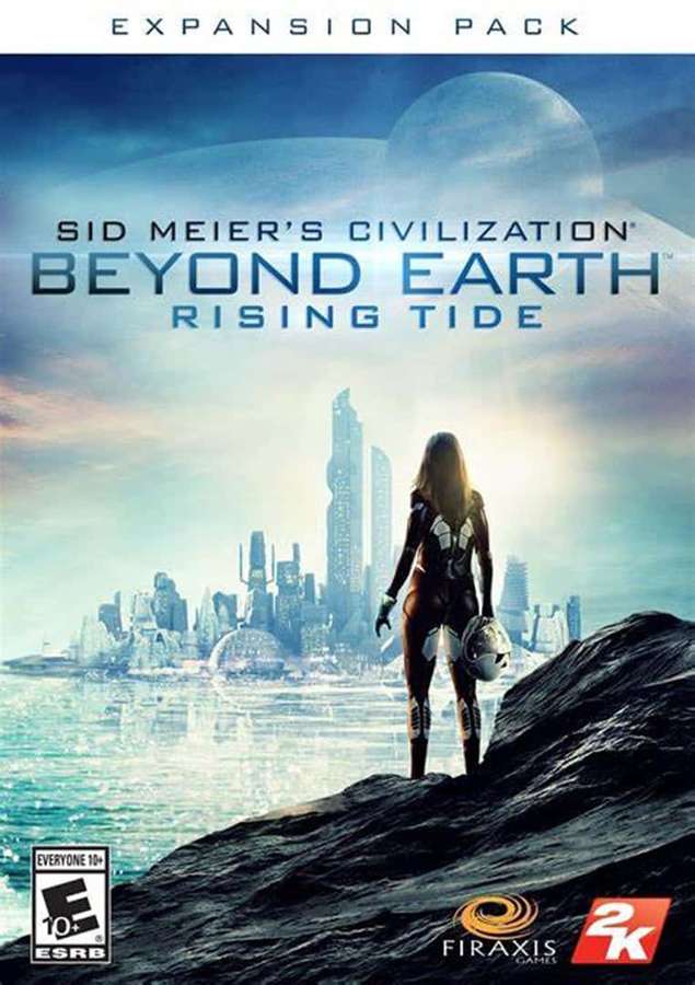 Astronaut overlooking alien city rising from water under twilight sky. — Android Civilization Beyond Earth Background