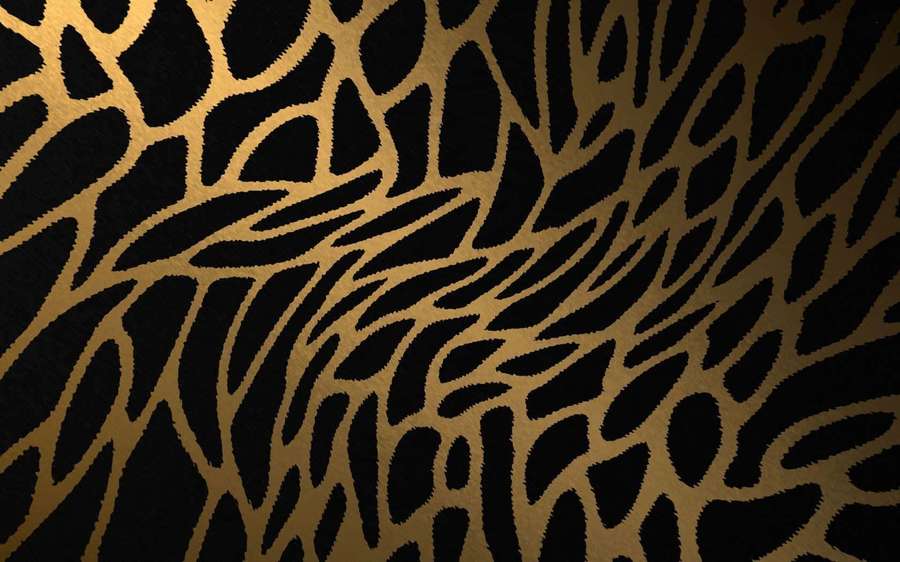 Golden leopard print pattern on black background with textured brushstroke effect. — Animal Print Background