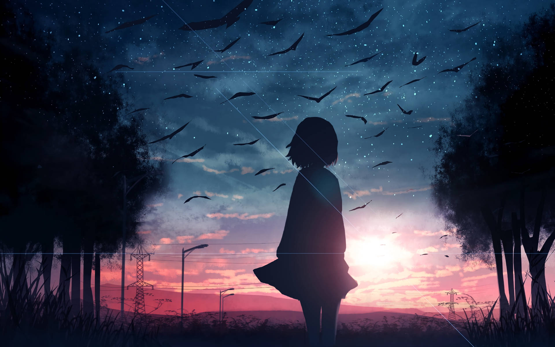 Animated Girl Background Wallpaper