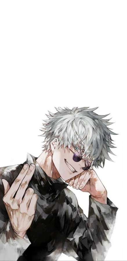 Personaje de anime con cabello plateado y monóculo sonriendo y gesticulando — Anime Blanco Fondos de pantalla