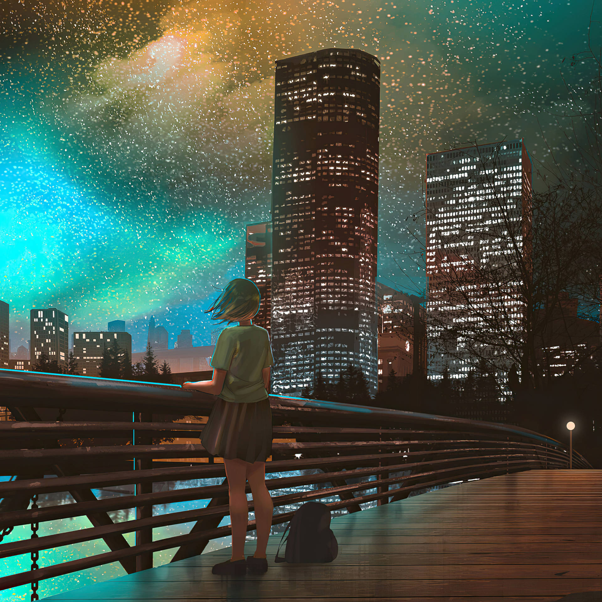 Anime Nachthimmel Hintergrund