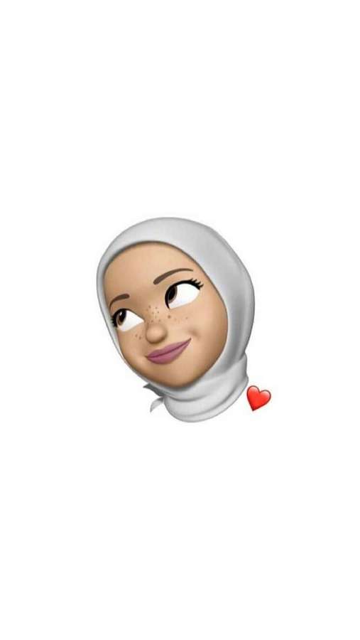 Emoji naisesta valkoisessa hijabissa hymyillen punaisen sydämen kanssa lähellä. — Animojit Taustakuvat