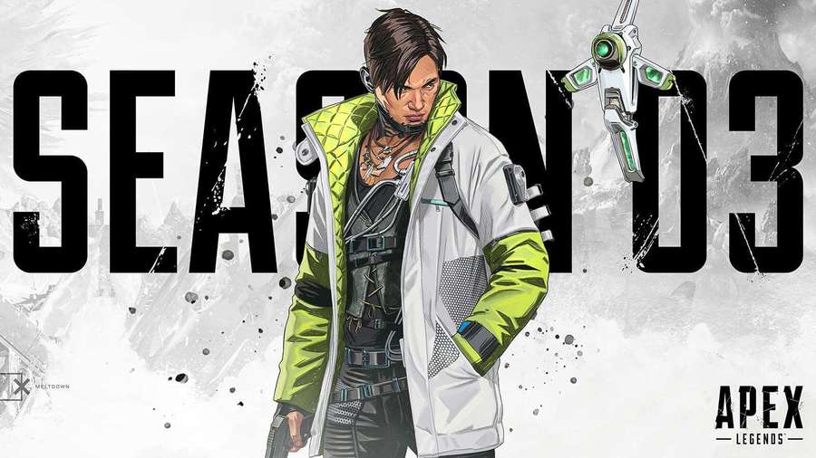 Apex Legends Season 03 character in green and white jacket with weapon. — Apex Legends Crypto Wallpaper