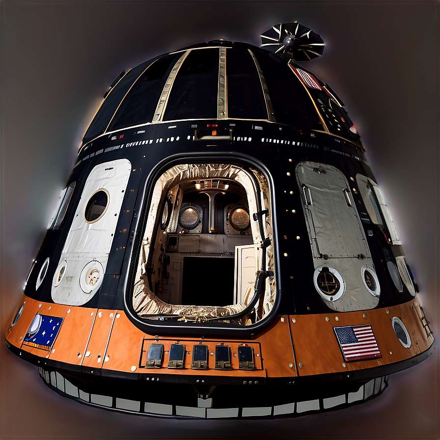 Apollo command module with open hatch showing cockpit interior — Apollo 11 PNG