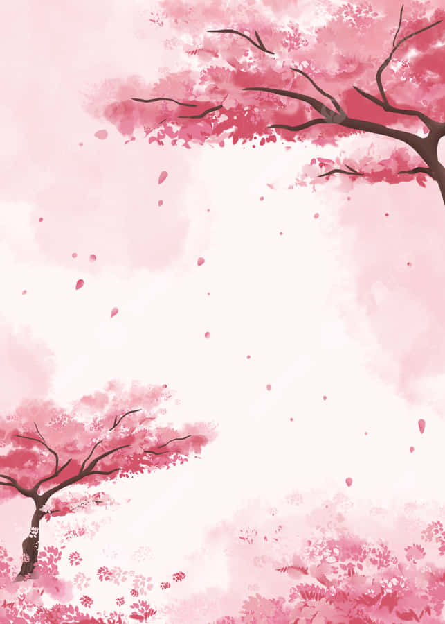 Aquarel Merah Muda Wallpaper