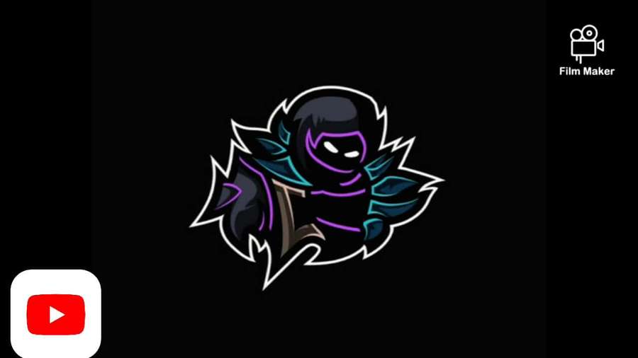 Silhueta de ninja neon brilhante com contorno branco irregular em fundo preto — Arte do jogo Papéis de Parede