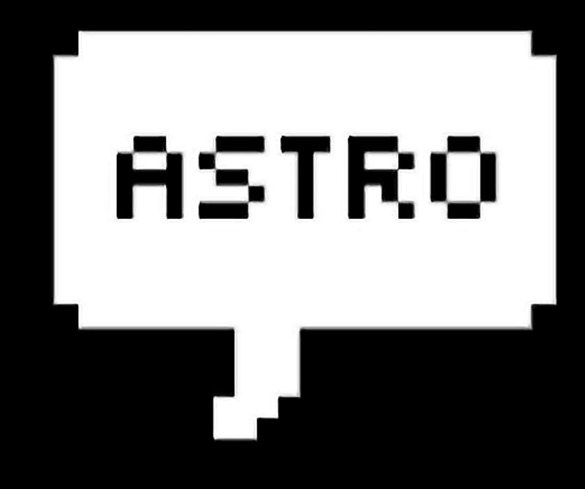Pixel art speech bubble displaying the word ASTRO in black and white. — Astro boy Wallpaper