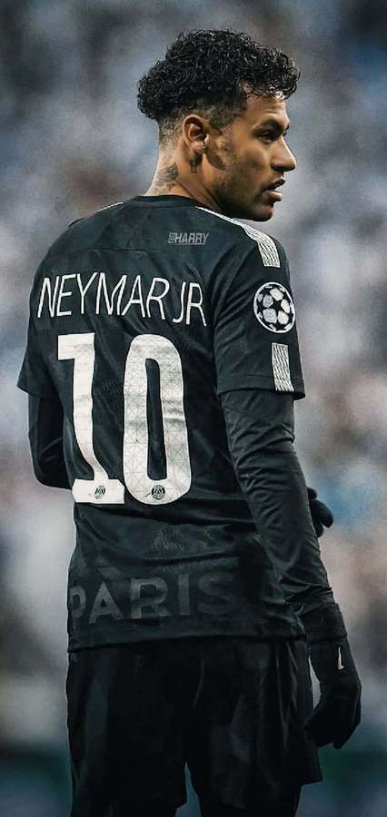 Neymar Jr na camisa preta do PSG número 10 no campo de futebol — Atleta Papéis de Parede