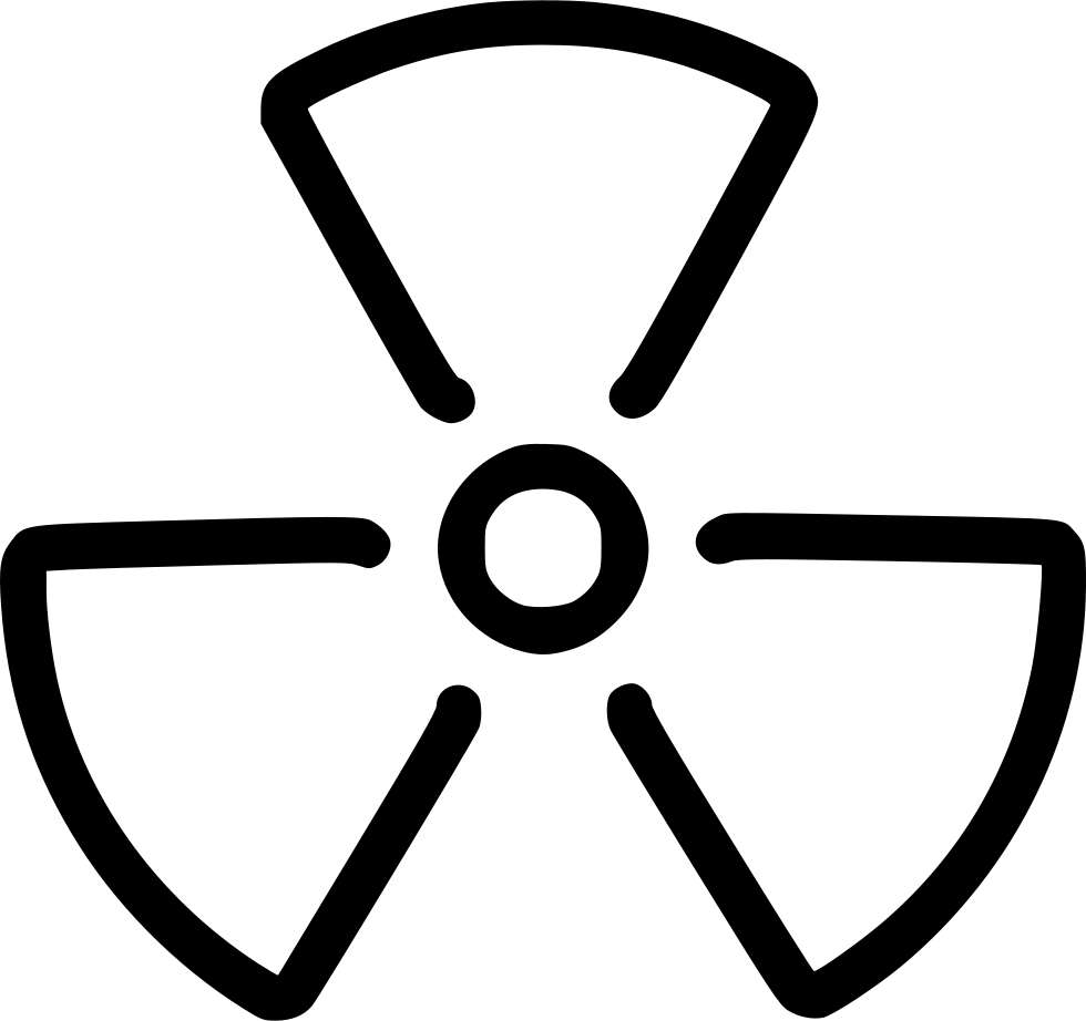 Radioactive warning symbol in black on white background — Atomic PNG