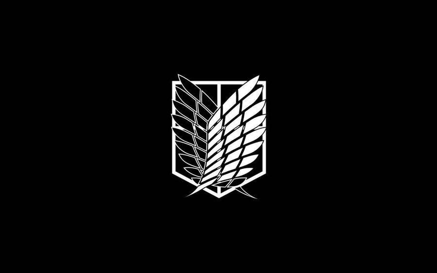 White feathered shield emblem on black background — Attack On Titan Logo Wallpaper