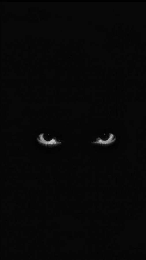 Zwei leuchtende Augen in völliger Dunkelheit rufen Geheimnis und Angst hervor. — Augen Wallpaper