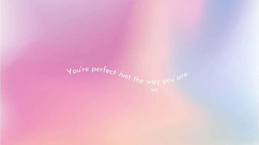 Pastelgradient baggrund med citatet du er perfekt lige som du er — Aura Macbook Wallpapers