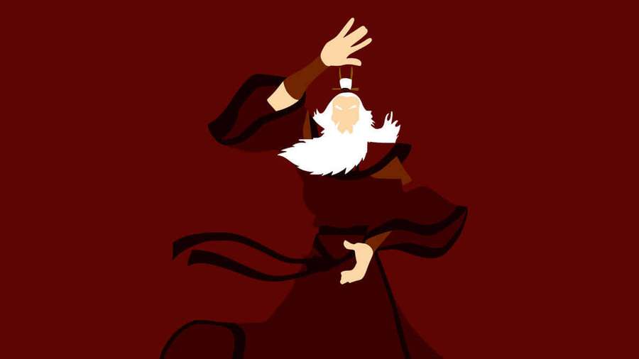 A wizard with a white beard and flowing robe raises one hand in a mystical gesture. — Avatar Roku Wallpaper