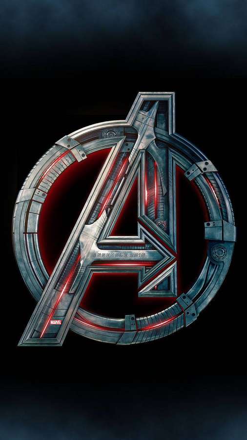 Avengers logo with glowing red accents on dark background — Avengers iPhone Background