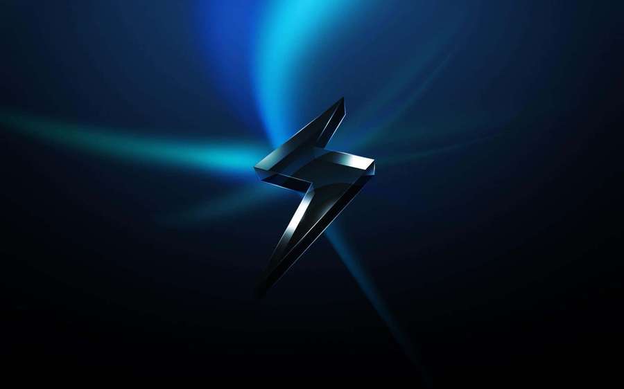 A glowing blue metallic lightning bolt in a dark abstract background. — Awesome Background