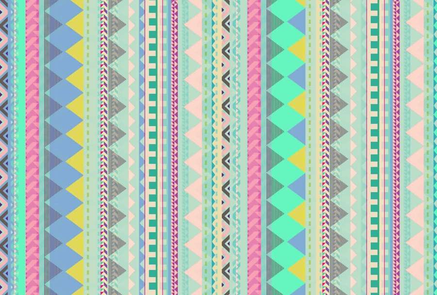 Pola geometris berwarna-warni dengan segitiga dan zigzag dalam nuansa pastel dan berani. — Aztec Pattern Wallpaper