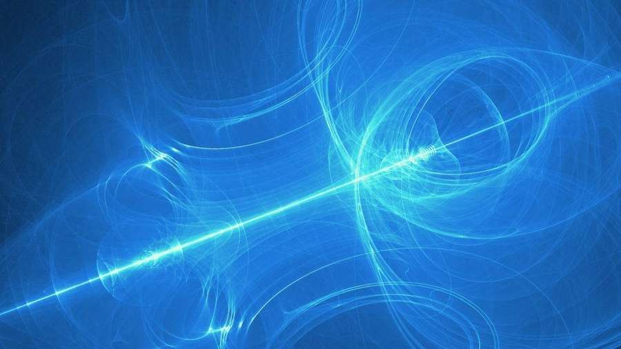 Abstract blue fractal energy with glowing light beams swirling dynamically. — Azure Wallpaper