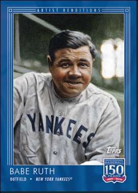 Babe Ruth in New York Yankees uniform on vintage baseball card — Babe PNG