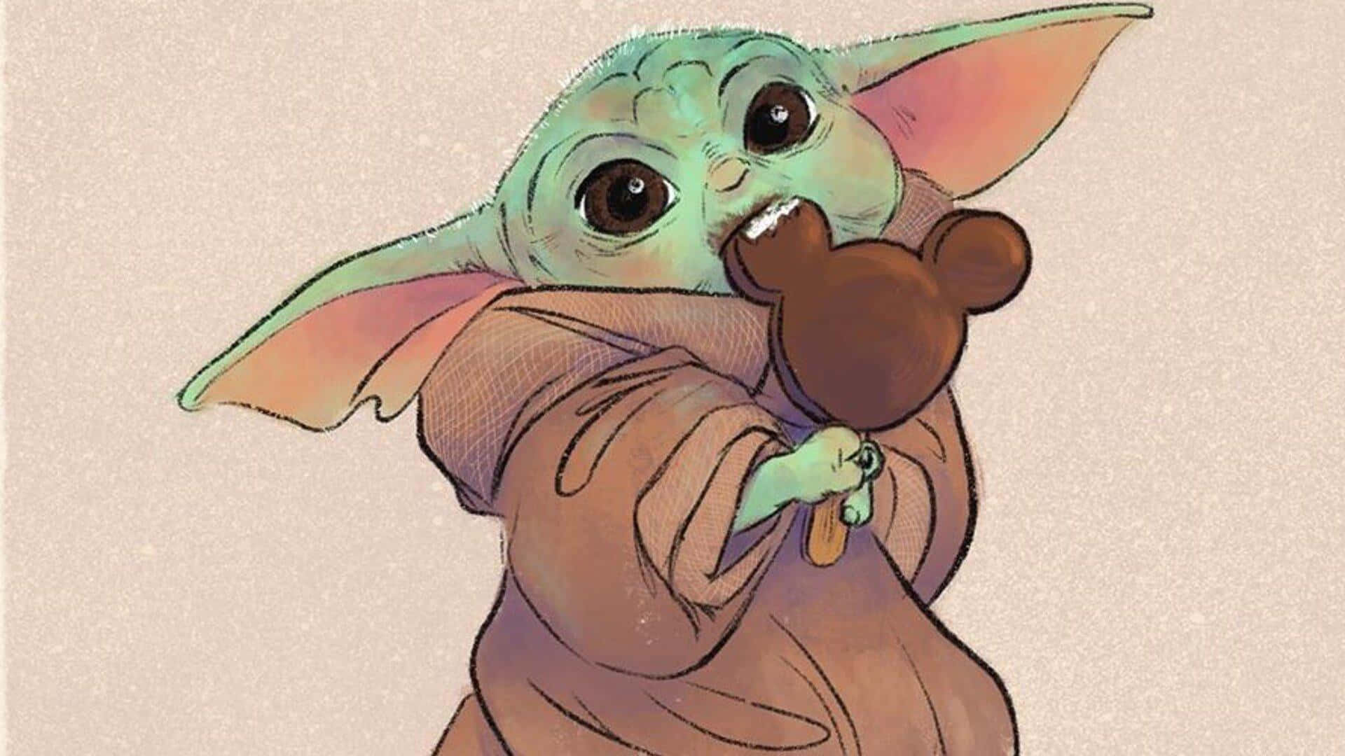 Baby Yoda Zeichentrickfilm Wallpaper
