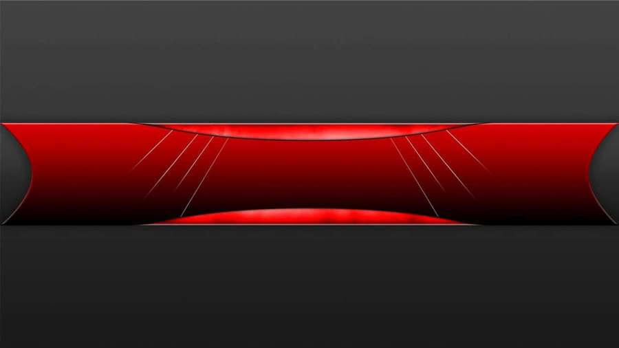 Uma faixa abstrata vermelha brilhante com linhas brancas em um fundo cinza escuro. — Banner do YouTube Papéis de Parede