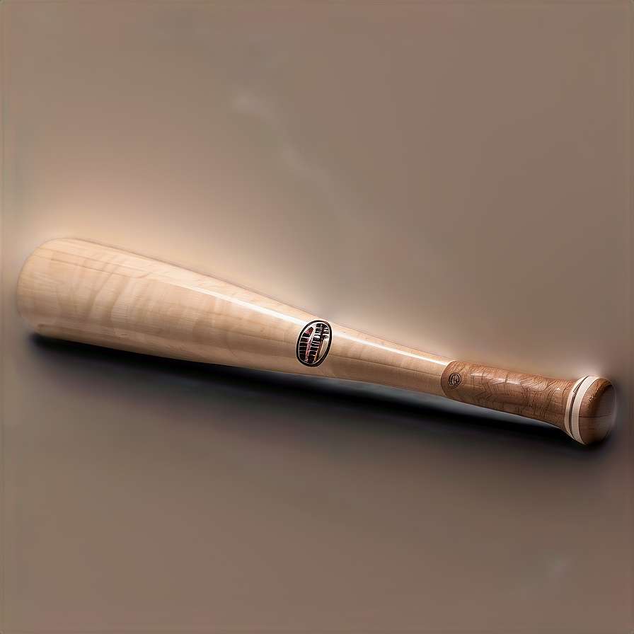 A wooden baseball bat with logo on beige background under warm light. — Baseball bat Picture